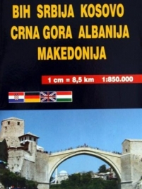 Knjiga na akciji Auto karta: Slovenija, Hrbvatska, BIH, Srbija, Kosovo, Crna Gora, Albanija, Makedonija